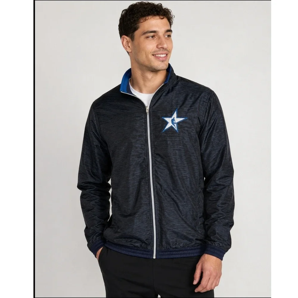 Adidas Windbreaker M Black Blue NBA All Star Game Full Zip Lightweight Jacket